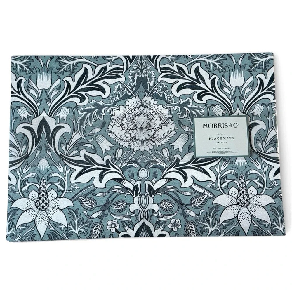 Morris & Co Saverne Faux Leather Placemats Set of 4 Pebbled PVC English Garden